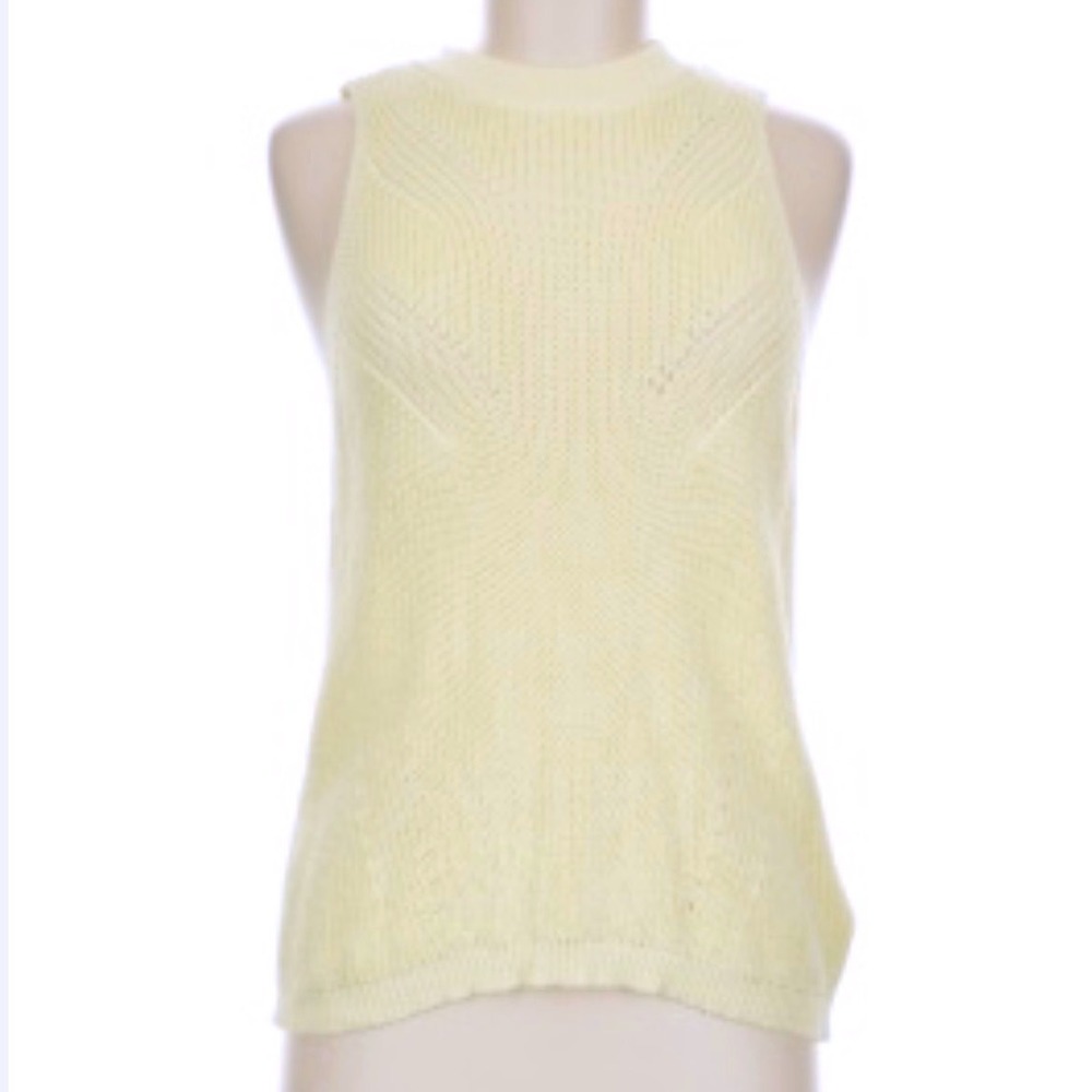 $178 NWOT Joe's Jeans Yellow Cotton Knit Sleeveless Sweater Vest Sz LARGE Preppy